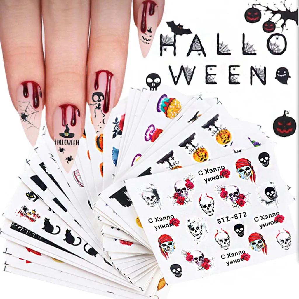 2019 Хэллоуин наклейка на ногти водная самоклеющаяся тату для нейл-арта Ins Милая