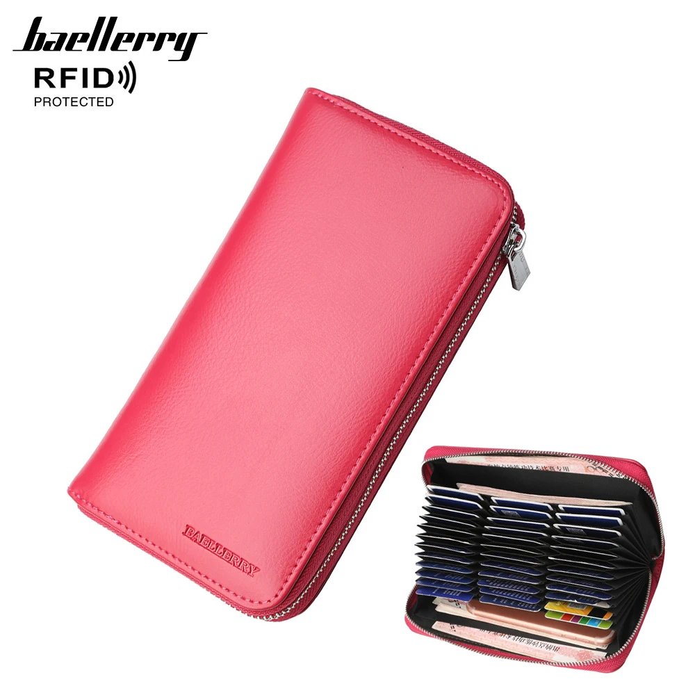 Женский кошелек из натуральной кожи RFID мульти карта женский клатч на молнии