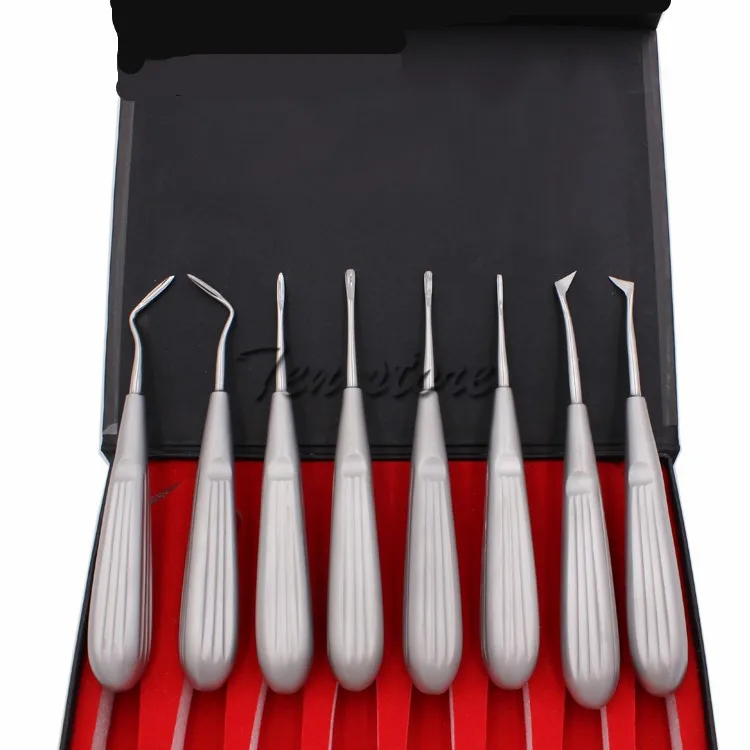 

8 pcs high quality stainless steel dental oral lift tooth loosening root extraction kit