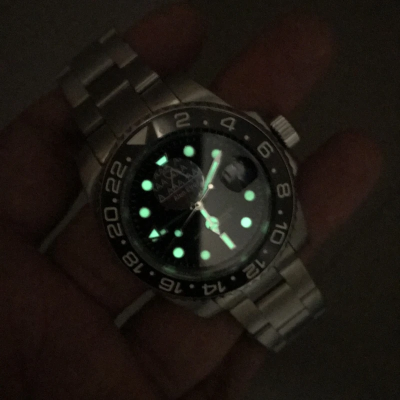 

Top 904L stainless steel luxury Black&Blue Ceramic bezel GMT- Mechanical Watches 1:1 Men sapphire glass Watch AAA+ sweeping