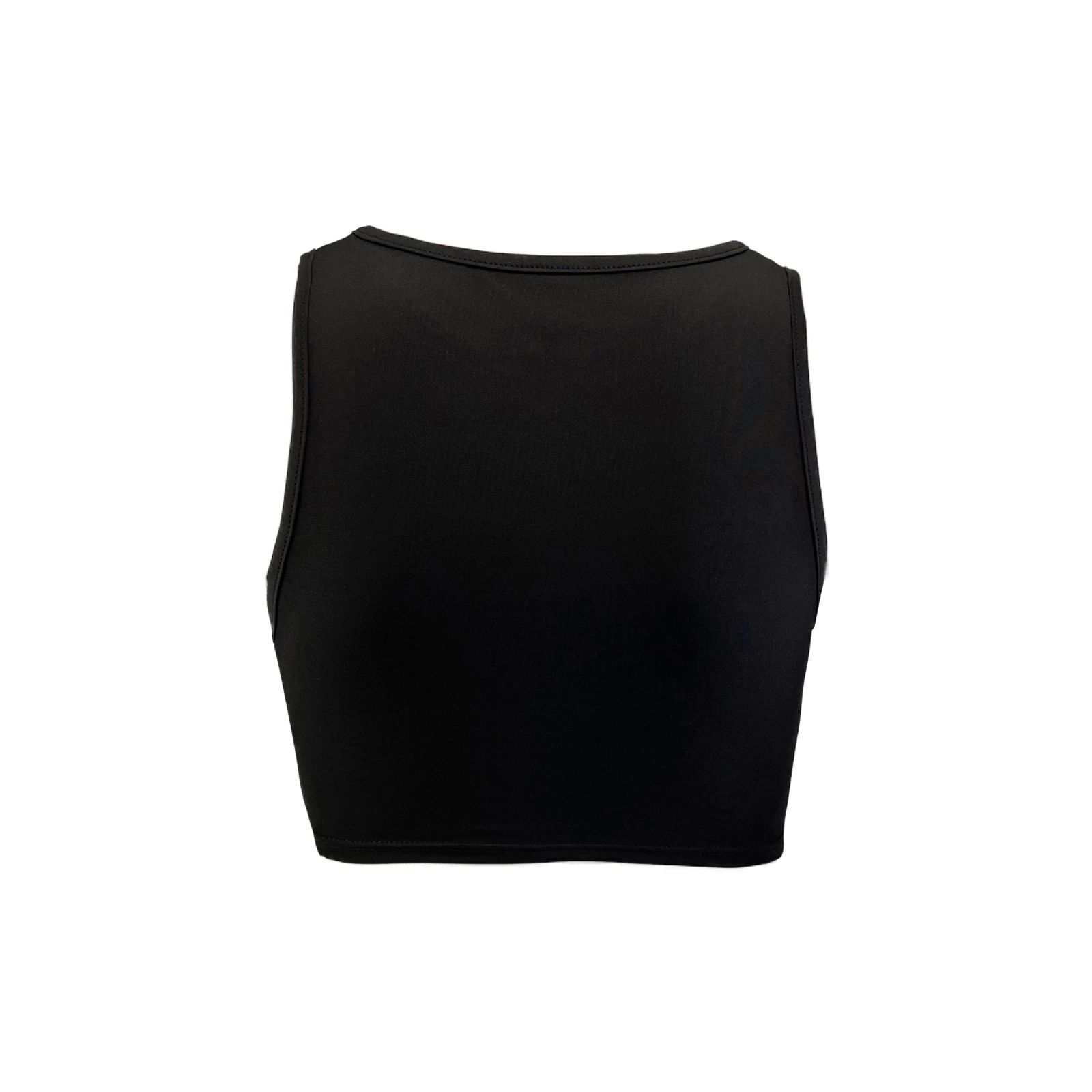 

Summer Vest Women Wrapped Chest Solid Color Front Hollow Cutout Round Neck Slim Fit Casual Wild Black Tank Tops for Daily Wear