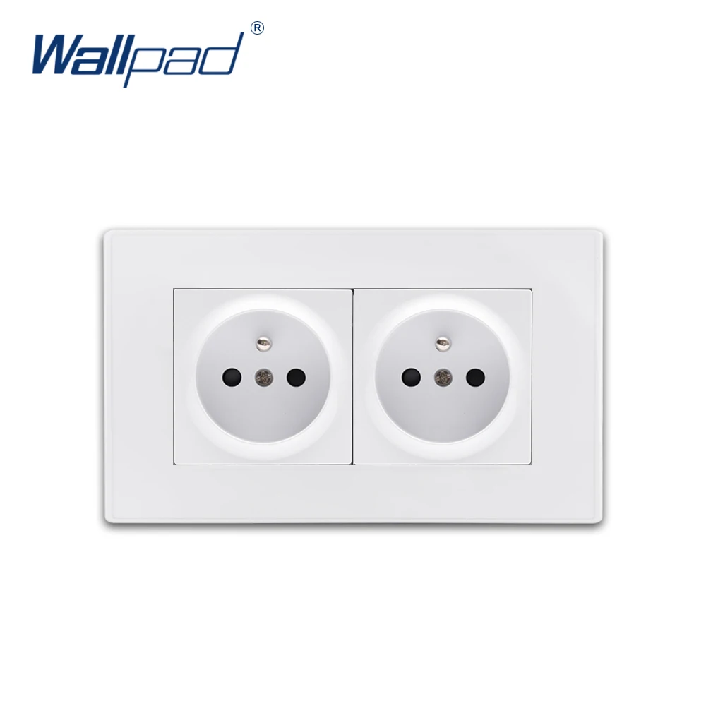 2 двойные ЕС французская розетка Wallpad роскошные белые настенные электрические розетки PC Панель 16A 110-250V