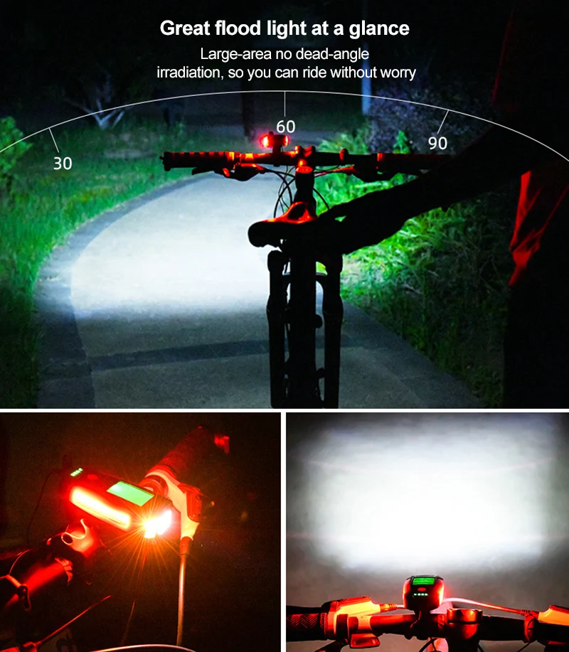 

Bicycle Lights Mountain Bike Headlight Strong Car Headlight With Horn Stopwatch Bicycle Night Light Bicycle Cycling Accessories