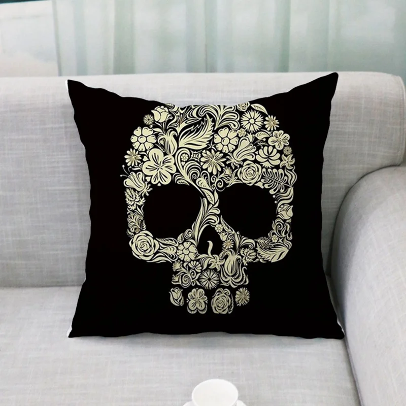 Morden 45x45cm Halloween Sugar Skull Cushion Cover Mexican Skeleton Home Decorative Pillow Case Sofa Throw Pillow Cover