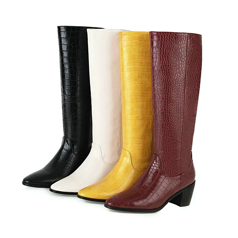 

Новый стиль, модные женские теплые ботинки женские туфли с острым носком из микрофибры в ковбойском стиле, женские высокие зимние ботинки ж...