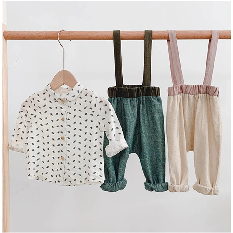 Цветочные Длинные рукава Детская блуза + вельвет чулок Штаны комплект одежды для