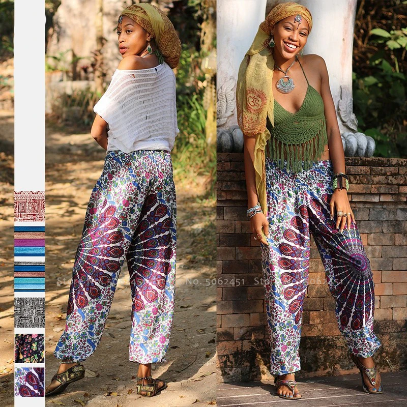 Женские спортивные брюки для йоги шаровары с широкими штанинами и принтом танцев