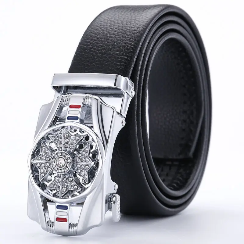 

Leather Belt Alloy Automatic Buckle Luxury Belt Fashion High Quality Waist Belt For Men luxury black belt for men