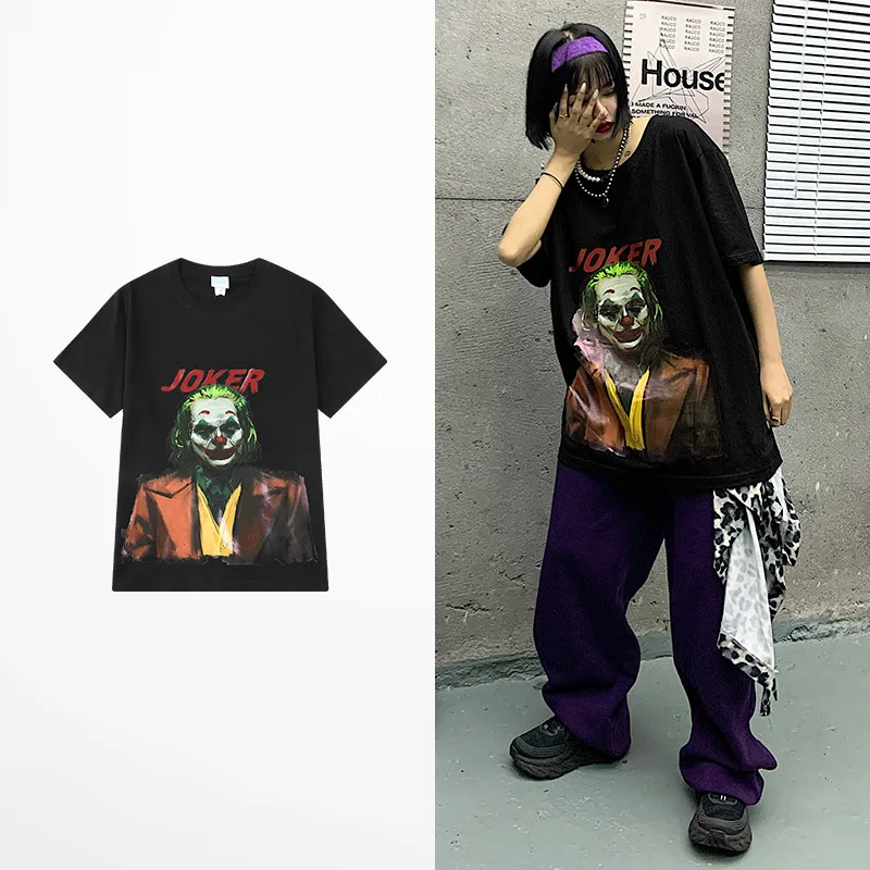 Футболка мужская с забавным принтом клоуна Джокера белая Повседневная рубашка