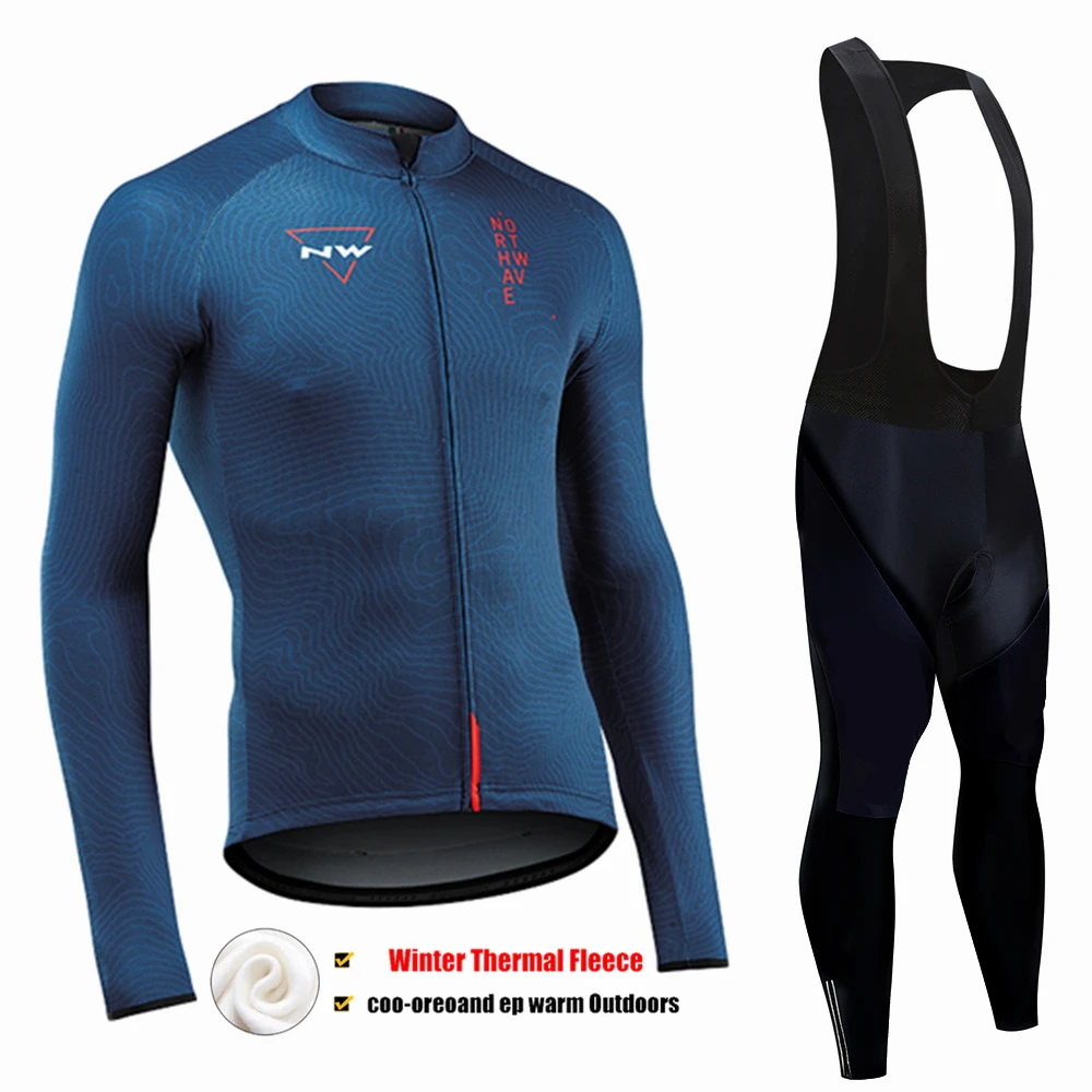 Pic Color Northwave теплая Зимняя Теплая Флисовая велосипедная одежда NW Мужской трикотажный костюм для езды на велосипеде MTB Одежда комбинезон комплект - Цвет: Pic Color