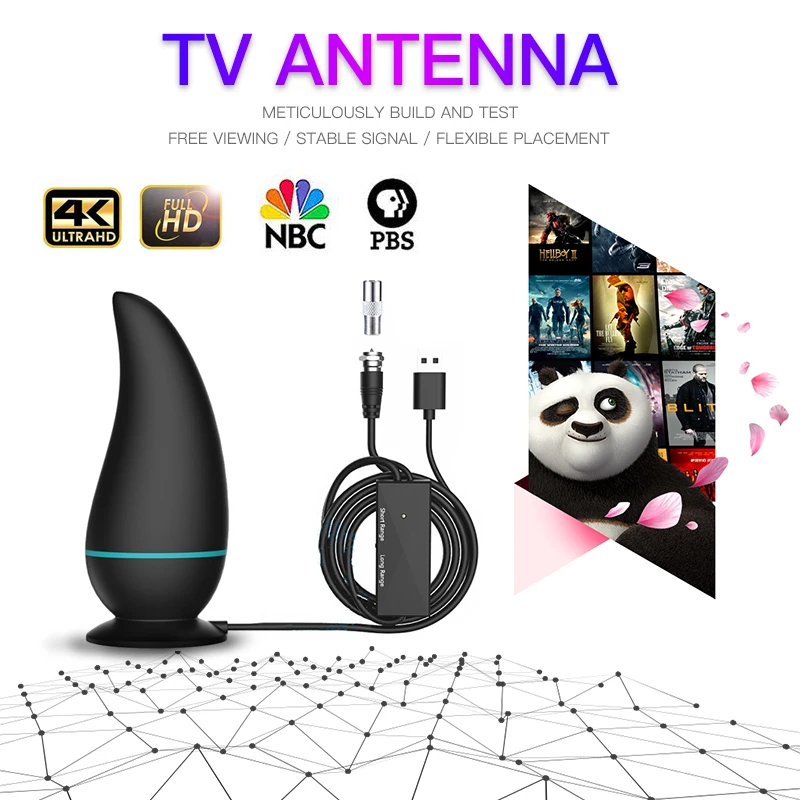 Цифровая антенна для ТВ приемника внутренняя 3000 миля манго прозрачная HDTV с