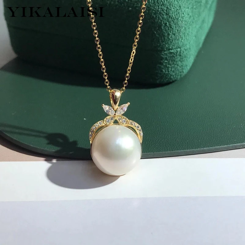 

YIKALAISI 925 Sterling Silver Necklaces Jewelry For Women 12-13mm Big Oblate Natural Freshwater Pearl Pendants Fine Wholesales