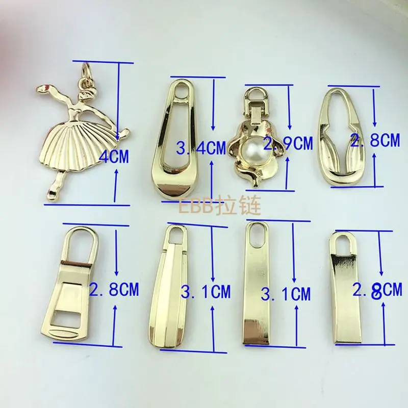 

8 Pcs/lot Metal Zipper Head Pull Puller Slider for 3# 5# 8# Resin Nylon Coil Metal Zippers Bag Coat Garment Sewing Accessories