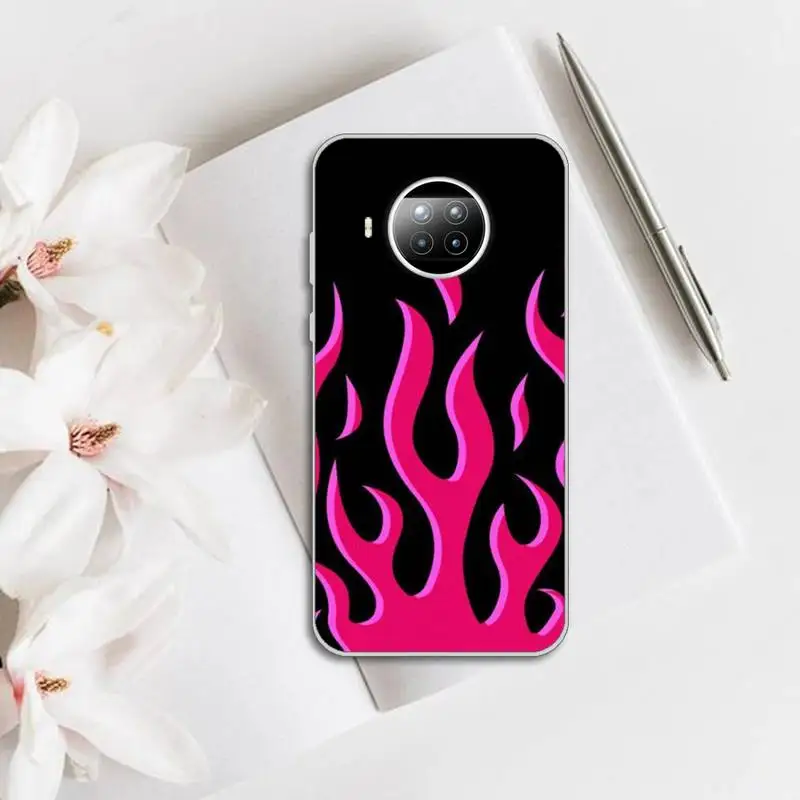 

Phone Case Transparent for Xiaomi mi Redmi note 10 t 8 9 pro lite 11 Samsung S 8 9 10 20 fashion flame Fire