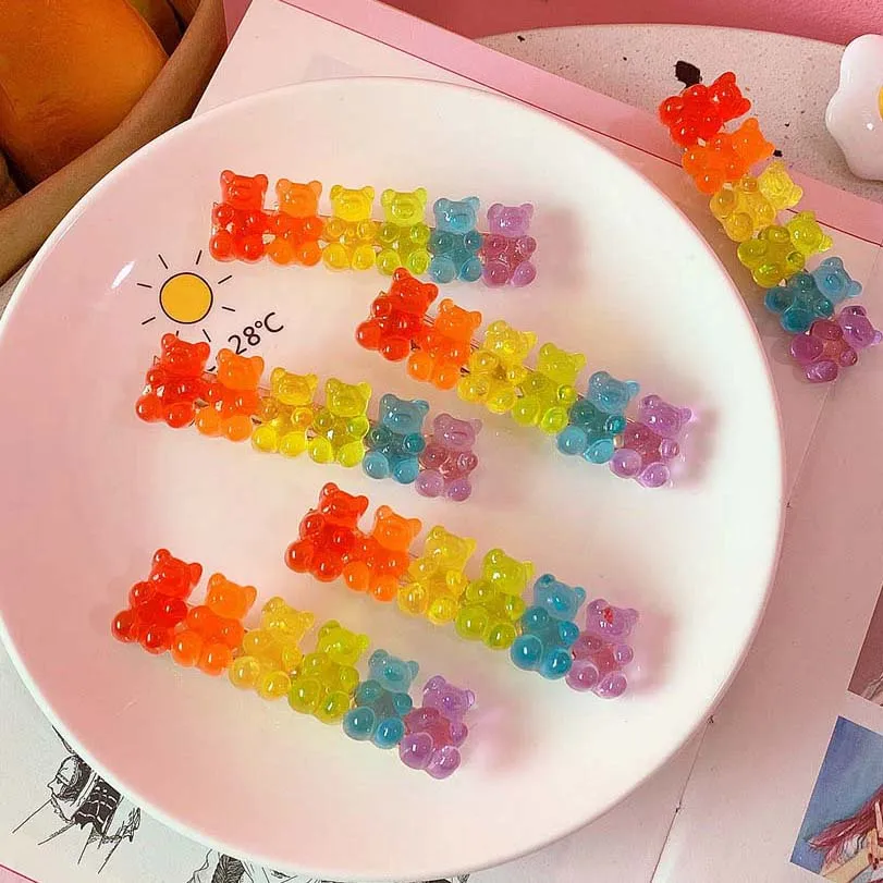 

Candy Color Jelly Bear Shape Hair Clips Barrettes Cute Cartoon Animal Hairpin Women Girls Hairgrips Hair Acccessories Gifts