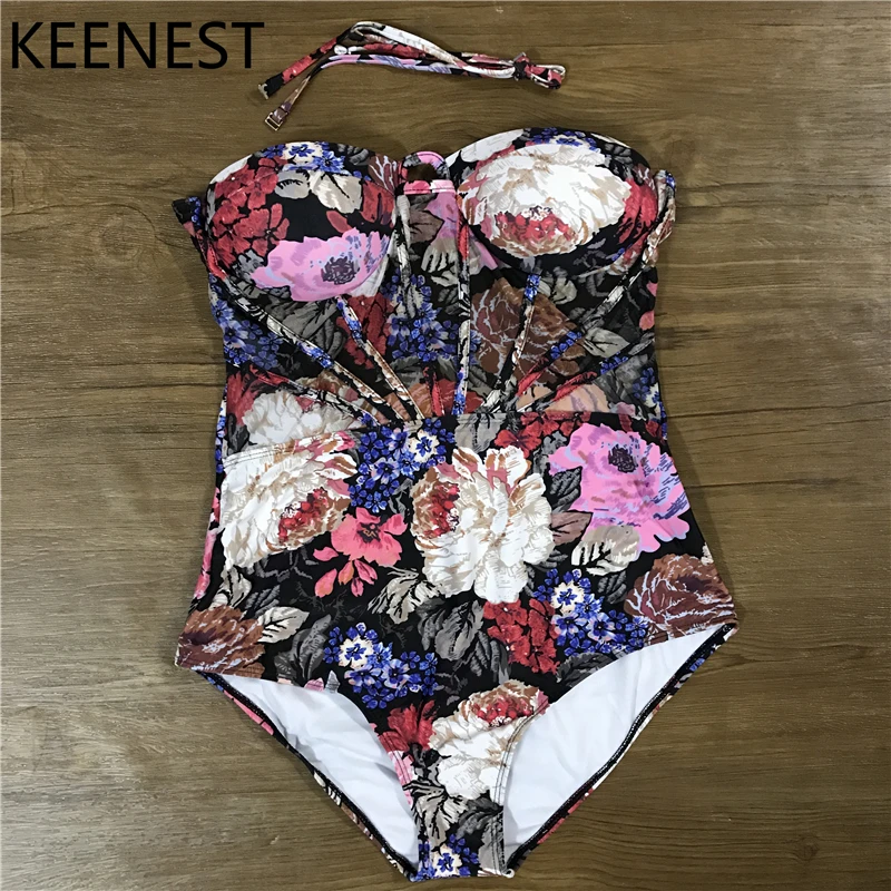 KEENEST цветочный цельный купальник женский купальник Mayokini пуш-ап
