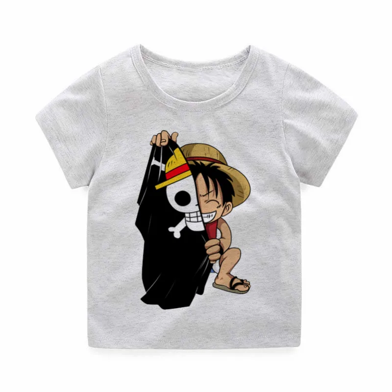 Одна футболка с Луффи для маленьких мальчиков и девочек футболки Зоро нами