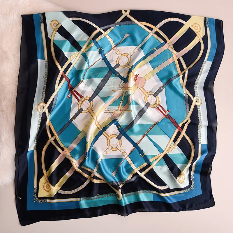 

2021 Japan and Korea Print Sunscreen Silk Satin Scarfs Fashion Spring Shawls and Wraps Female 180X90CM Long Stole Poncho Scarves