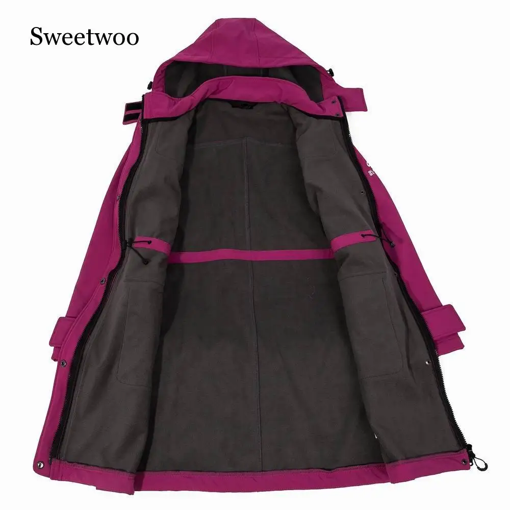 Зимнее длинное пальто женская водонепроницаемая куртка ветровка для кемпинга