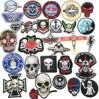 fighter skeleton punk rock badge iron on patches sewing embroidered applique for jacket clothes stickers badge diy