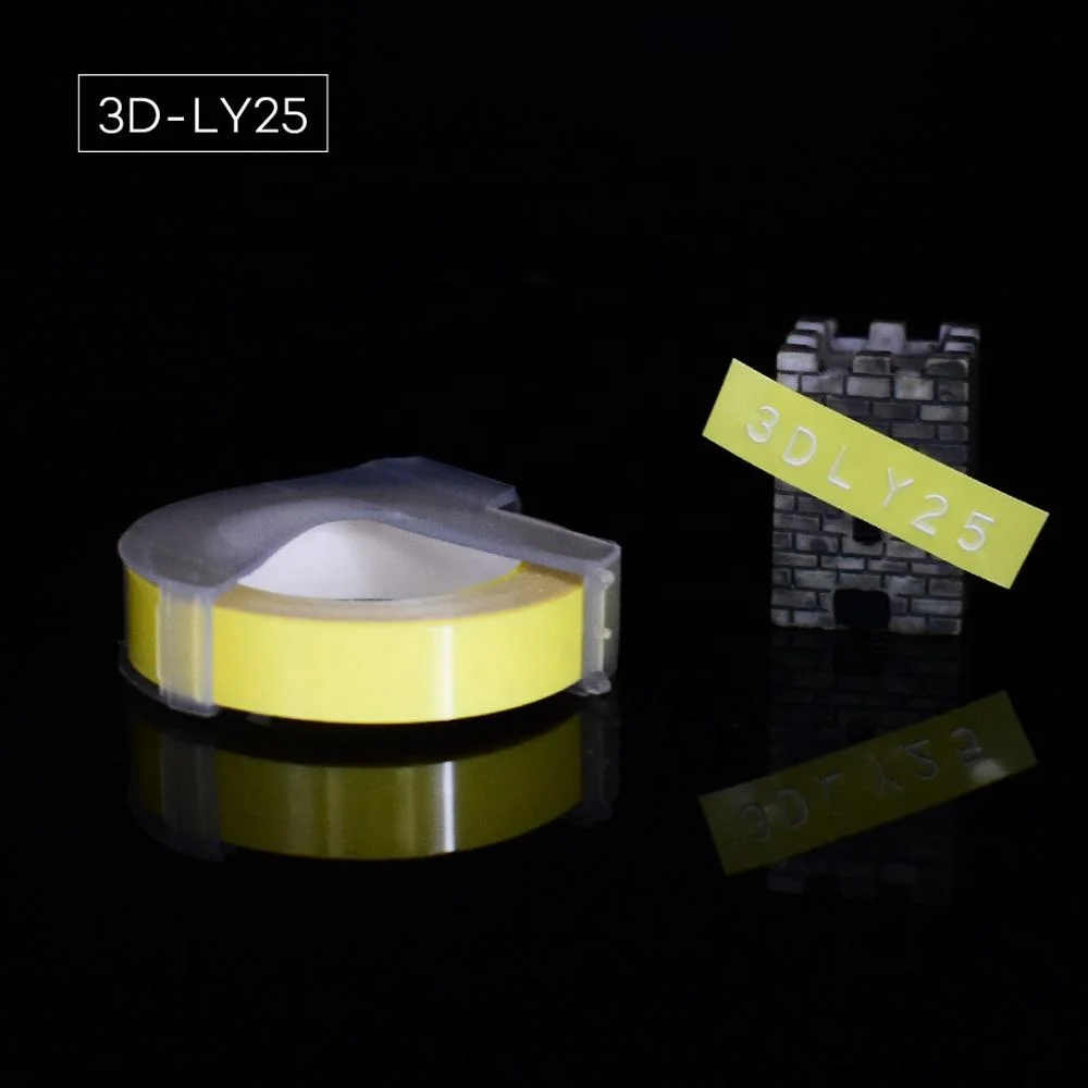 light yellow 1 рулон 6/9/12 мм 3D для тиснения, из ПВХ этикетки ленты совместимый с dymo 1610 1880 12965 ручной принтеры этикеток для Motex E101 этикетка производители - Цвет: light yellow