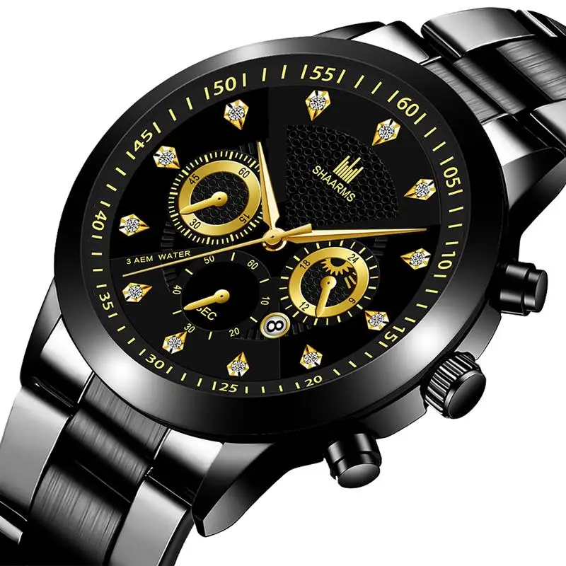 Sharms Роскошные мужские часы с бриллиантами модные кварцевые наручные из
