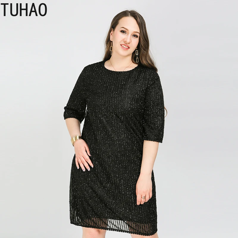 Женские платья для мам TUHAO повседневные яркие свободные черного цвета офиса