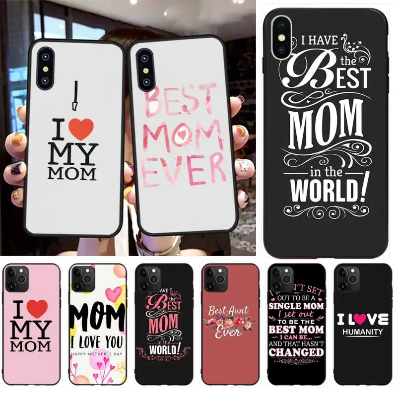 Мягкий черный Чехол CUTEWANAN для телефона с надписью Best Mom на день матери iPhone 11 pro XS MAX 8
