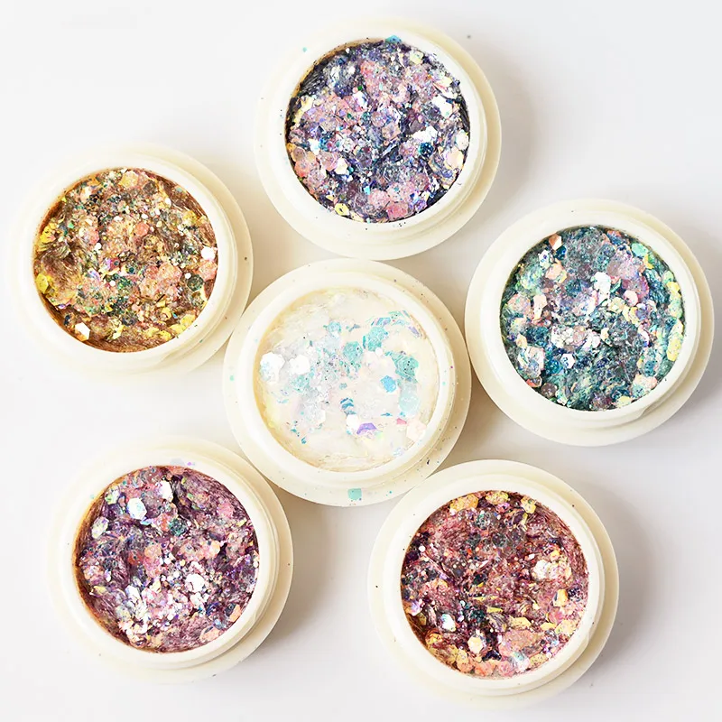 1 Набор 6 шт. блестки для дизайна ногтей|Блестки ногтей| |