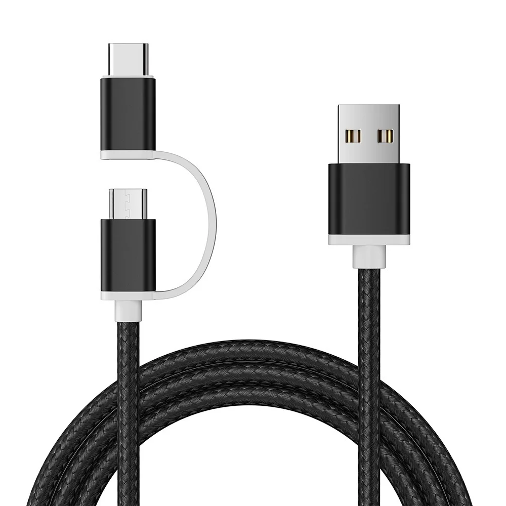 

Swalle 2 in 1 Knit USB Cable Micro Type-C Connector Fast Charger 2A Data Cable High Speed Transfer For Poco Smartphone Tablets