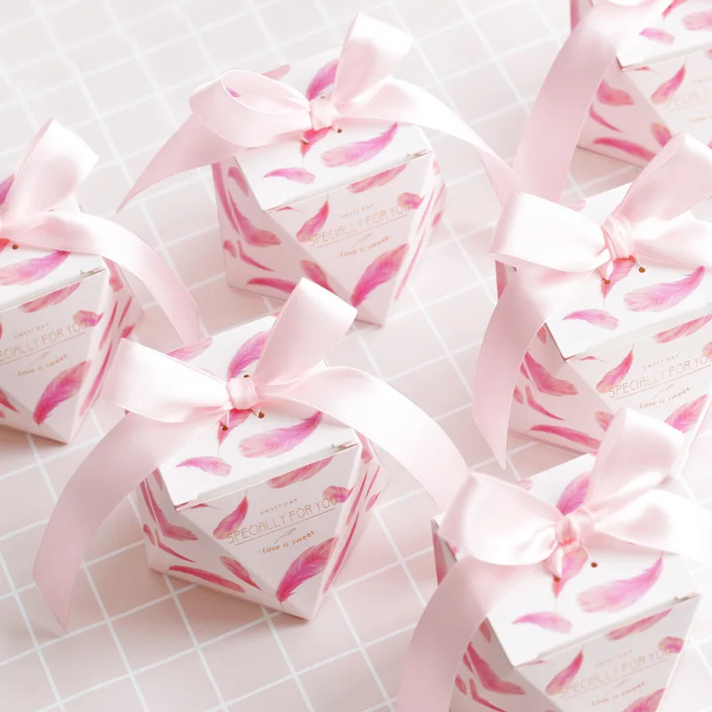 Коробка с розовыми перьями для свадебных подарков и Сумок женская Подарочная