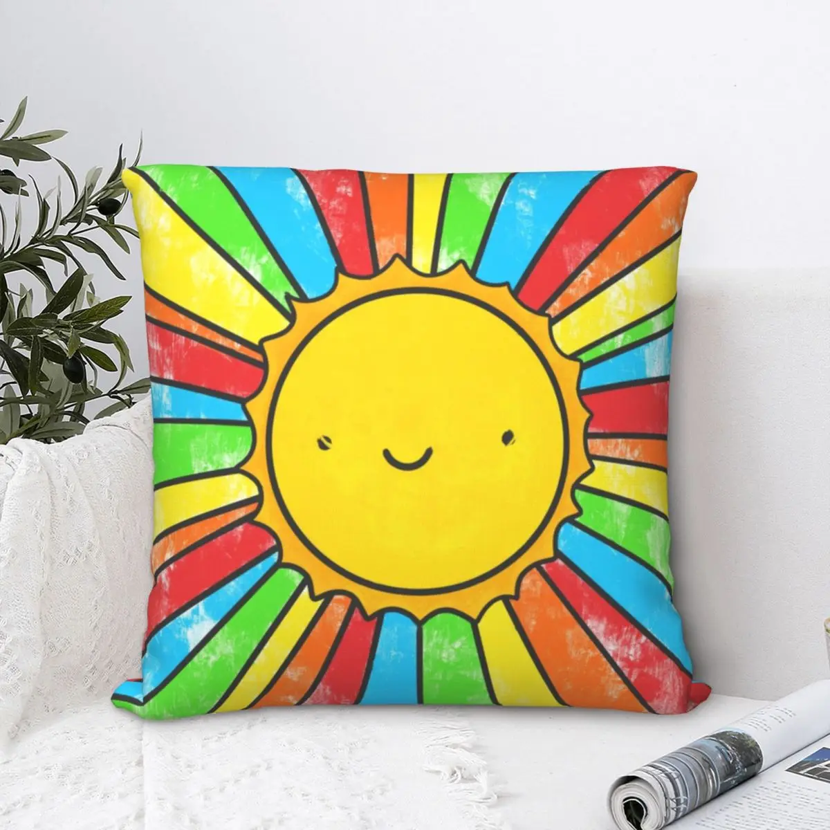 

Radiate Positivity Square Pillowcase Cushion Cover Spoof Zip Home Decorative Polyester Room Simple 45*45cm
