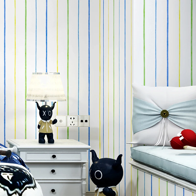 

England Blue Striped Wallpaper Baby Boys Kids Bedroom Decor Wallpapers TV Backdrop Stripes Children Wall Papers Home Decor QZ151