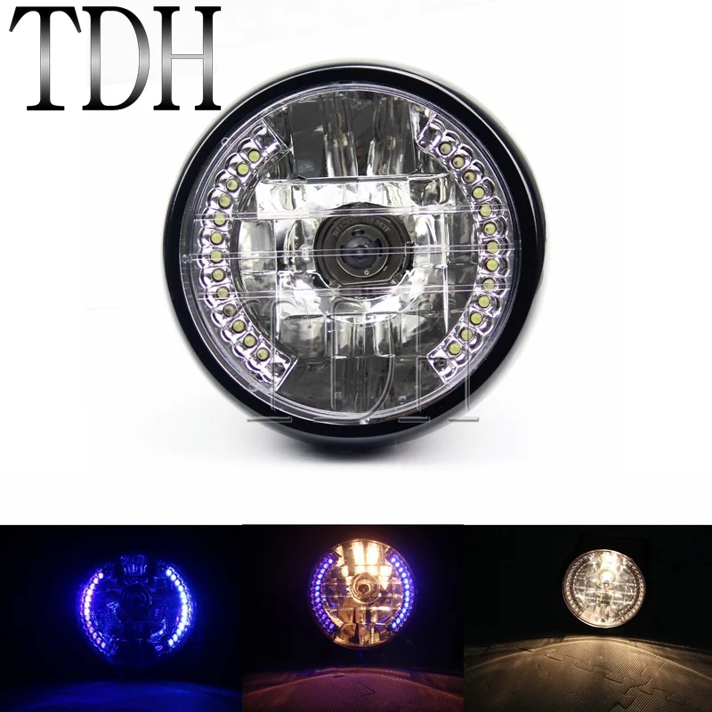 Черный чехол 7 дюймов кронштейн для фары мотоцикла белый синий светодиодный ОД