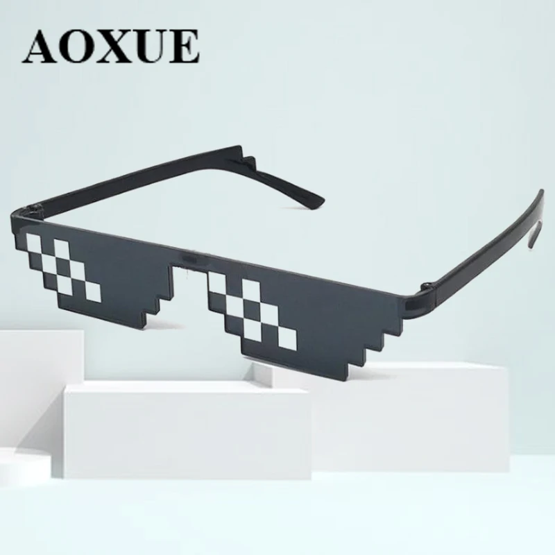 AOXUE крутые очки мозаика солнцезащитные Trick Toy Thug Life пиксельные женские мужские