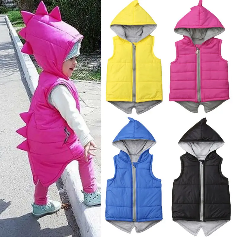 

Kid Jacket Infant Baby Girl Winter Warm Dinosaur Hooded Zipper Coat Vest Children Fashion Outerwear Waistcoat 6M-7T HOT Sell