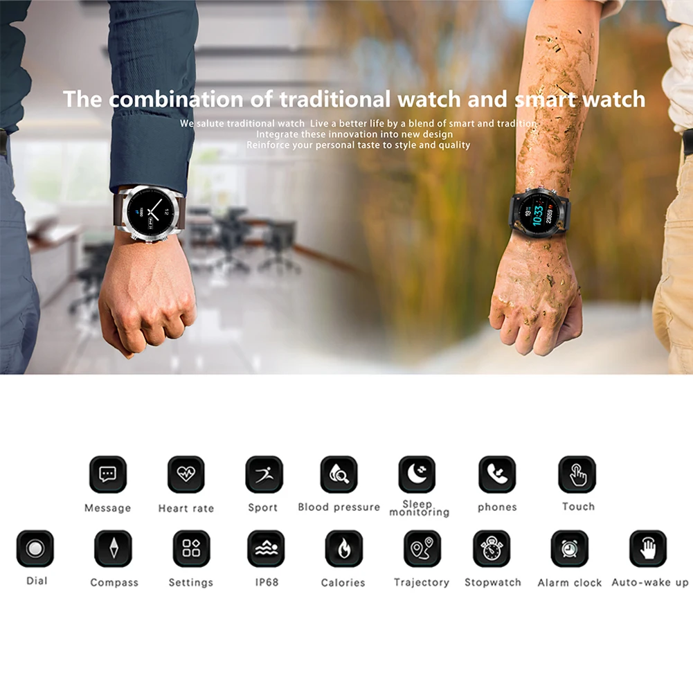 Смарт-часы S10 1,3 ''IP68 Водонепроницаемый Bluetooth 4,2 Smartwatch мониторинг сердечного ритма компас спортивные часы для Android iOS