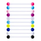 10-50 шт. акриловые бусины промышленный серьги-гантели из нержавеющей стали, длинный стержня уха кольцо Бар пупка, для женщин, ювелирное изделие для тела, 14G 38 мм