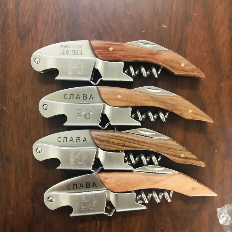 

Stainless Steel Corkscrew Wine Key Beer Bottle Opener Foil Cutter Wood Handle Openers Waiter's wine knife Corkscrews Sommelier