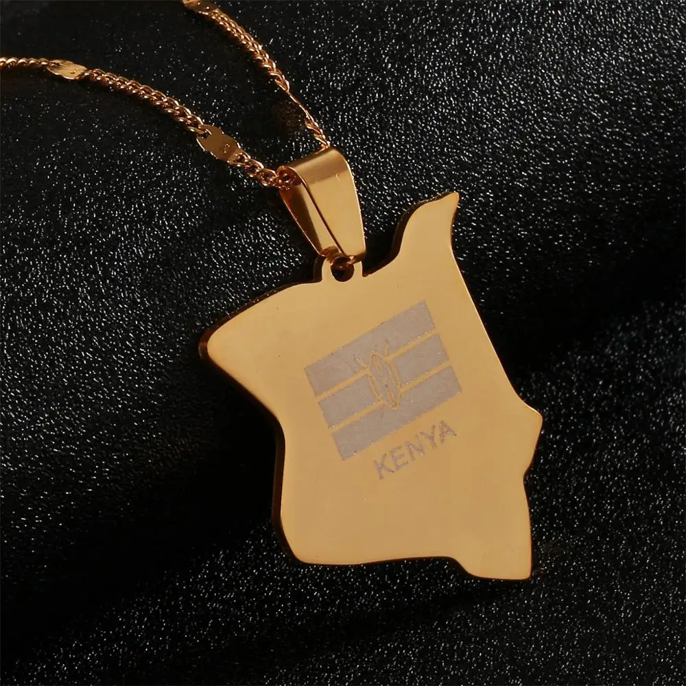Подвеска из нержавеющей стали с картой Кении для ожерелий в африканской