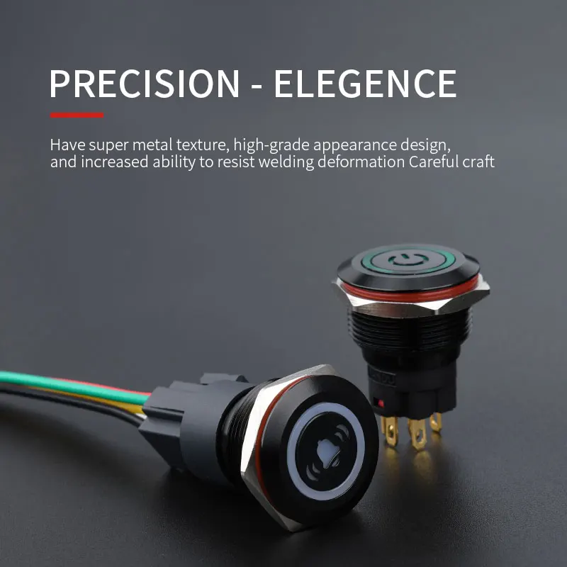 WD22mm водонепроницаемый IP67 оксид алюминия светодиодный металлический кнопочный