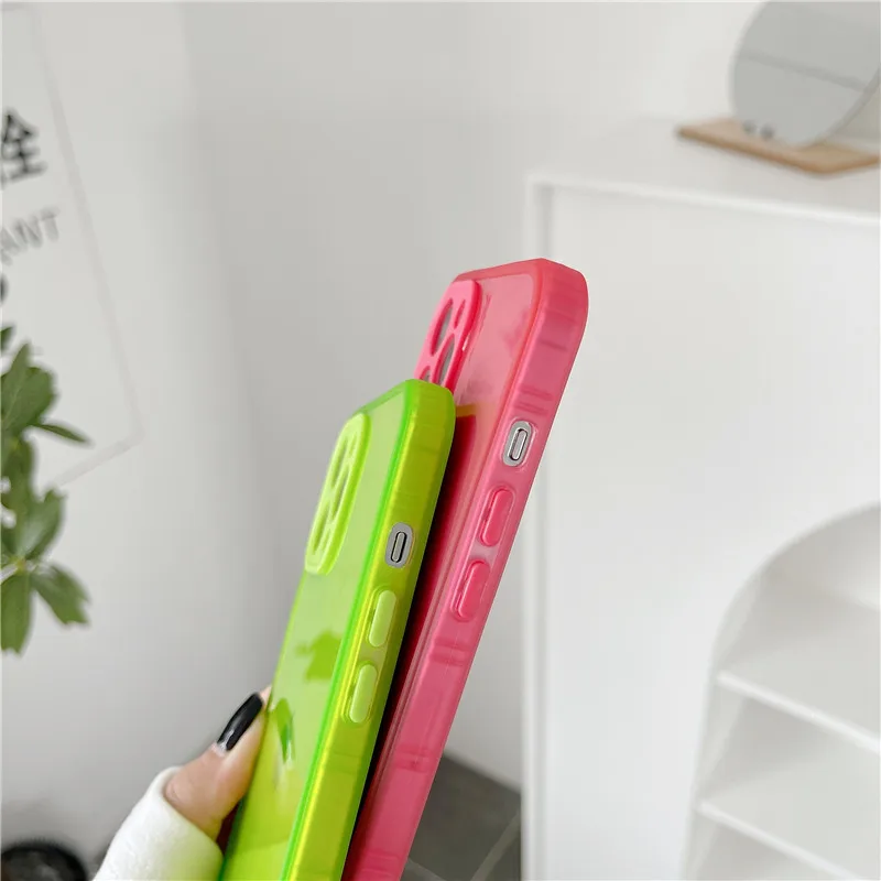 

Neon Color Green Red Phone Case For iPhone XR X 12 11 Pro XS Max 7 8 Plus Cases Clear protection Silicone TPU Soft Phone Cover