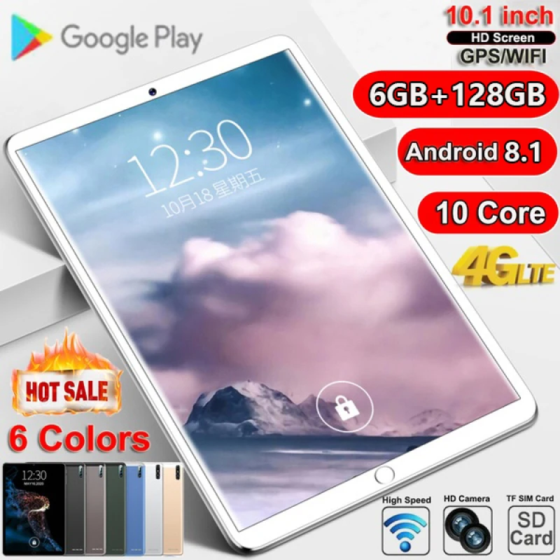 

2021 NEW Android 9.0 Tablet 10.1 Inch 10 Core 6G + 128GB Tablet HD Screen Wireless Bluetooth Dual Card Dual Standby Tablet