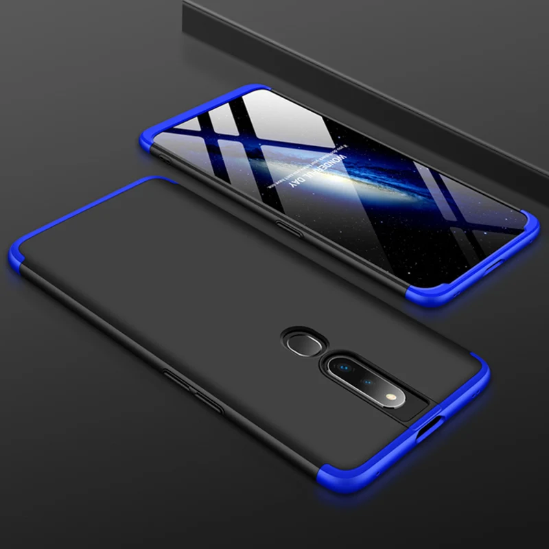 360 градусов полное покрытие чехол для OPPO F11 Pro A9 A5 F3 F5 F7 F9 R15 R17 A3S A5S Рено Ace Z Realme X2 Pro XT 5 3 Lite C2 чехол s - Цвет: Black Blue