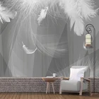 Фотообои современные черные и белые серые 3D геометрические панно с белыми перьями для гостиной, ТВ, дивана, спальни, домашний декор, обои
