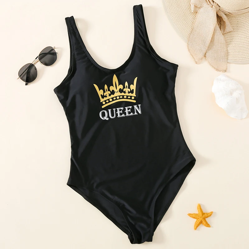 Летняя семейная купальная одежда купальник с принтом для мамы и дочки купальные