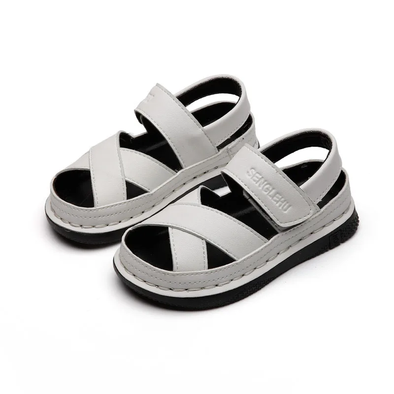 

2021 Summer Kids Boy Girl Shoes Sandals Hook&Loop Solid Fashion Sweet Concise Flat Heels Non-slip Beach Sneakers