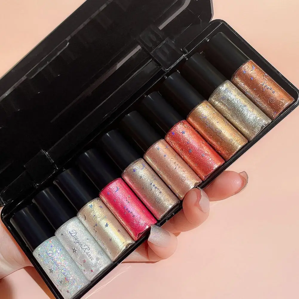 

10PCS/SET Glitter Matte Liquid Eyeshadow Waterproof Shimmer Eyeshadow LongLast Makeup Cosmetic Shiny Metallic Diamond Pigme M3D7