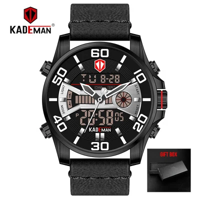 leather 5 KADEMAN спортивные цифровые часы с двойным дисплеем Мужские кварцевые часы Лидирующий бренд водонепроницаемые армейские военные полностью Стальные наручные часы Relogio - Цвет: leather 5