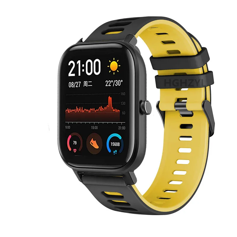Ремешок силиконовый для Amazfit GTS 2e/GTS2 Mini/GTR 42 мм/47 мм/GTR2/2e/stratos 2/3 спортивный браслет